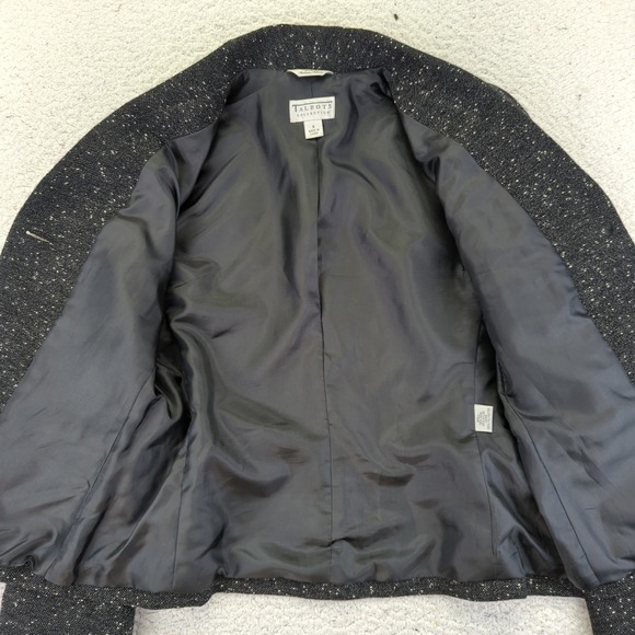 Vtg Talbots Collection Womens Black Speckled Tweed Blazer Jacket 4 Italian - Picture 7 of 12